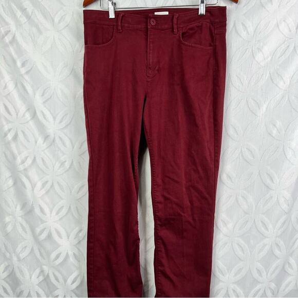 J. Jill Christian Siriano Merlot red maroon burgundy Straight Leg Ankle Jeans 10 - Picture 7 of 10